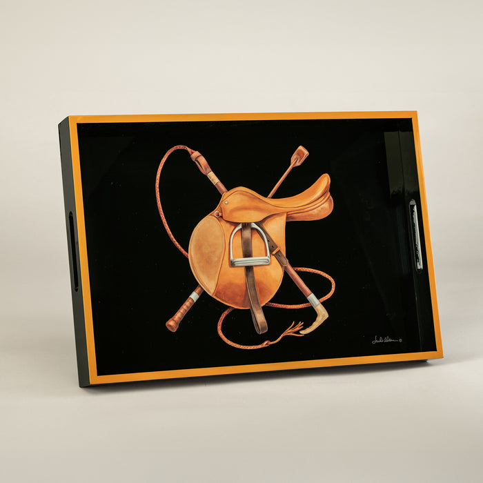 Hunt Saddle Rectangular Lacquered Serving Tray by Julie Wear