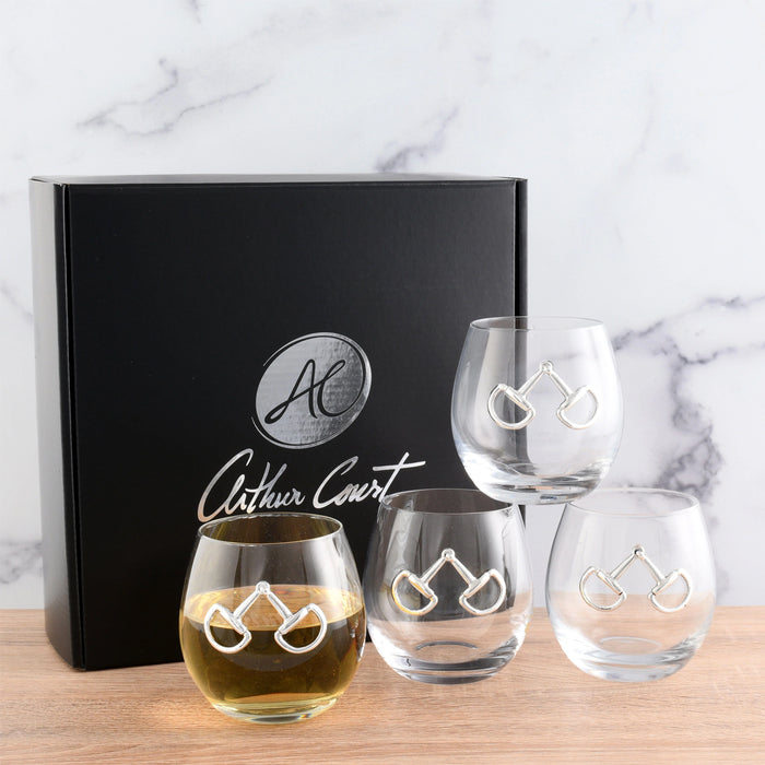 Arthur Court Snaffle Bit Stemless Wine Glasses - Set of 4