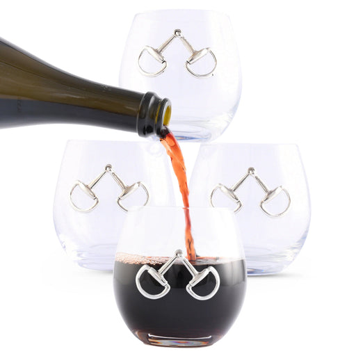 Arthur Court Snaffle Bit Stemless Wine Glasses - Set of 4