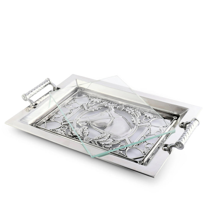 Arthur Court Equestrian Glass Top Serving Tray
