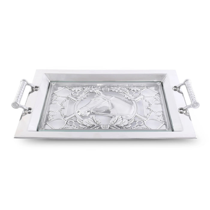 Arthur Court Equestrian Glass Top Serving Tray