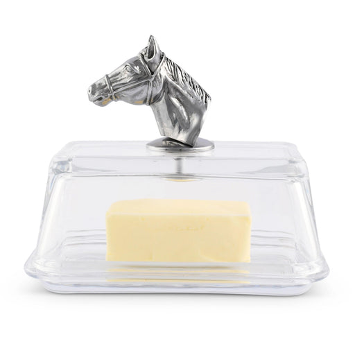 Arthur court Equestrian Glass Butter Dish
