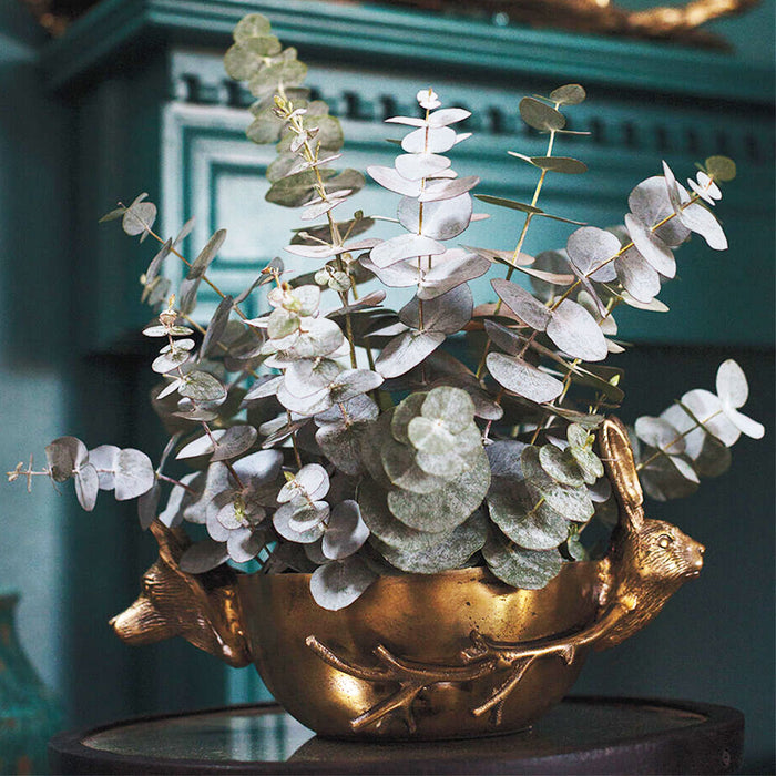 Fox and Hare Centerpiece Brass Bowl