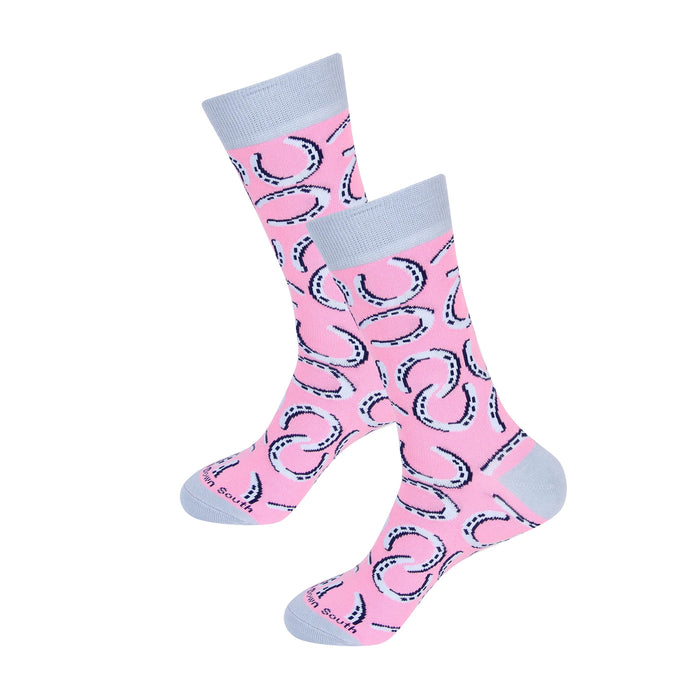 Oaks Day Lucky Horseshoes Men's Socks - Pink