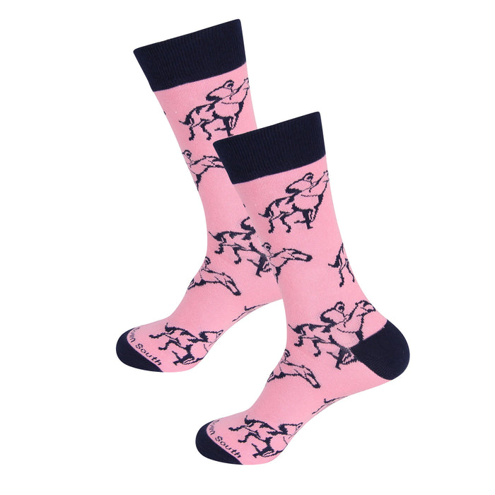 Morning Gallop Horseracing Men's Socks - Pink