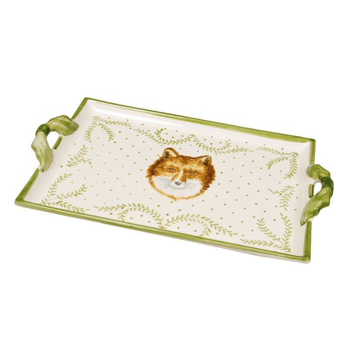 Foxy Fable Porcelain Handled Tray