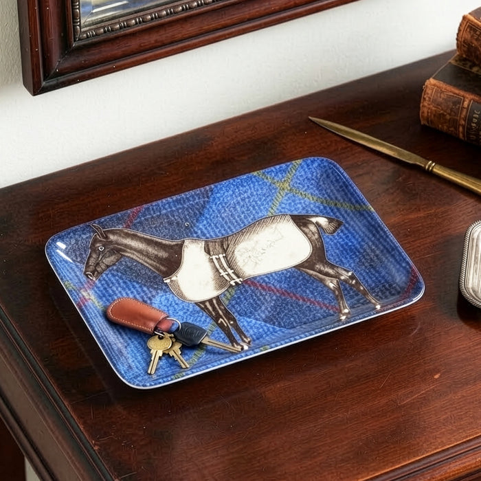 Equus Tweed Melamine Valet Tray - Blanketed Horse