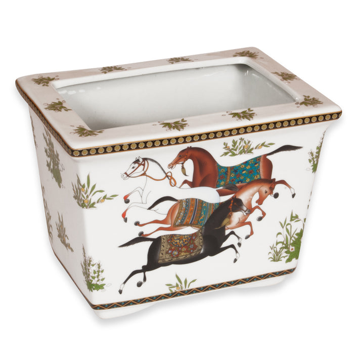 Dancing Horses Porcelain Planter - Medium