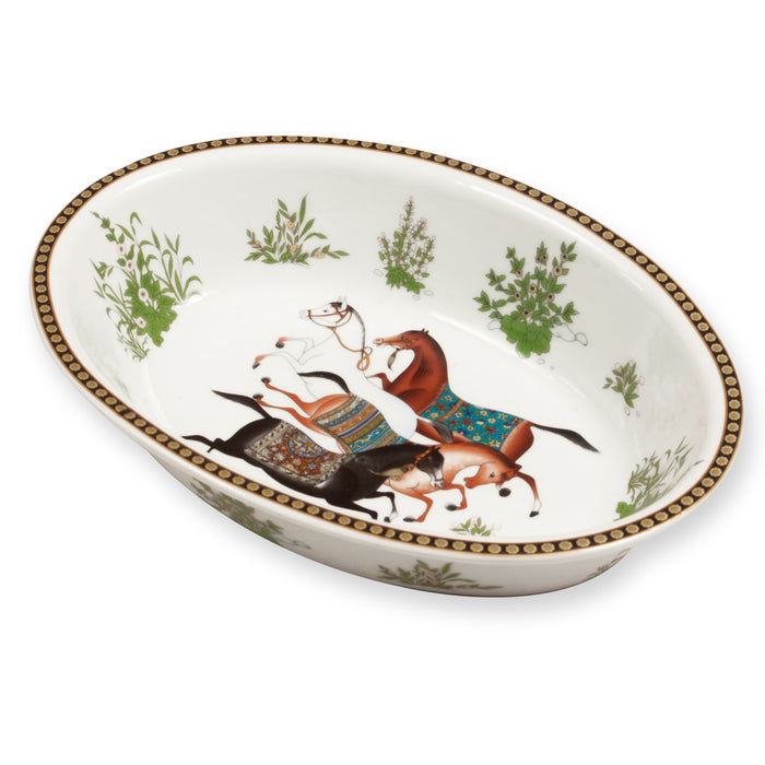 Dancing Horses Porcelain Oval Bowl