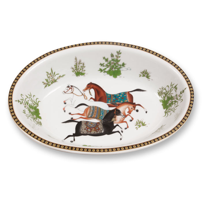 Dancing Horses Porcelain Oval Bowl