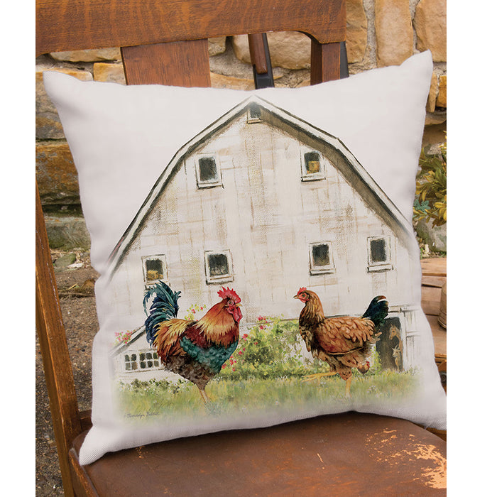 Country Barnyard Chickens Accent Pillow