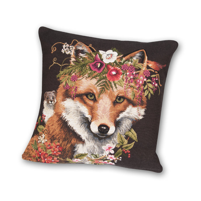 Woodland Fantasy Fox Tapestry Pillow 14" X 14"