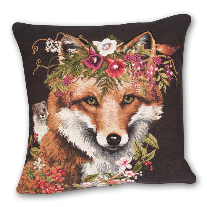 Woodland Fantasy Red Fox Tapestry Pillow - 18" x 18"