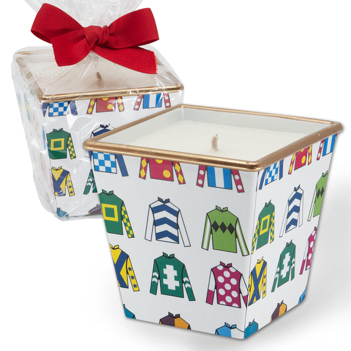 Jockey Silks Candle Tin Pot
