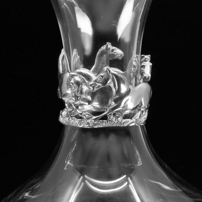 Ring of Horses Crystal Wine Decanter