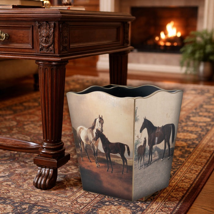 Mare and Foal Wood Waste Basket