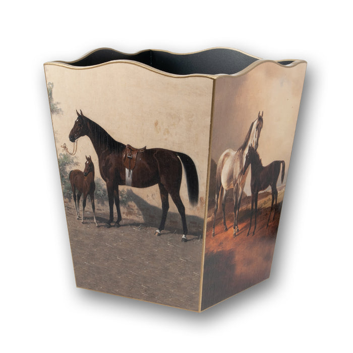 Mare and Foal Wood Waste Basket