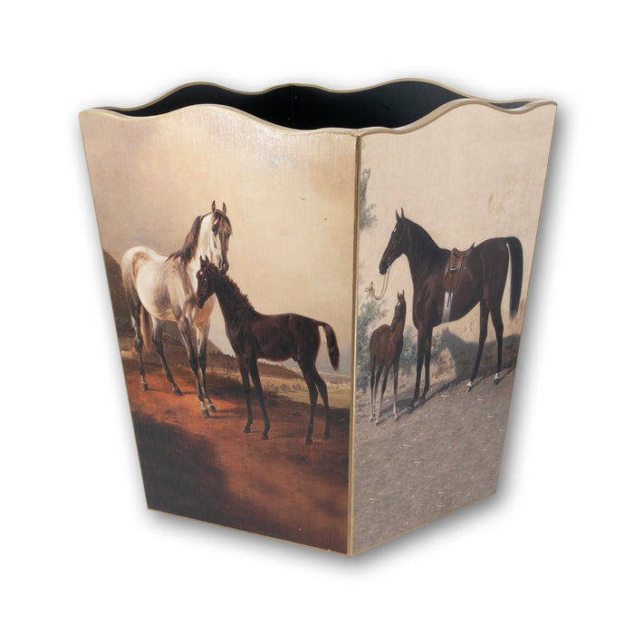 Mare and Foal Wood Waste Basket
