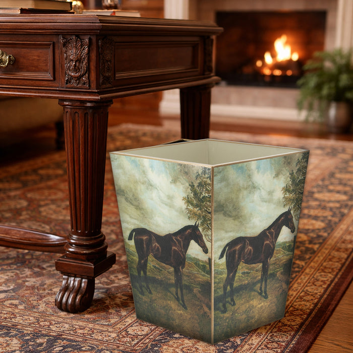 Equestrian Manor Wood Waste Basket