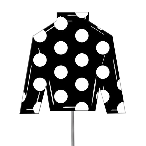 Jockey Silks Yard Stake - Black & White Dots