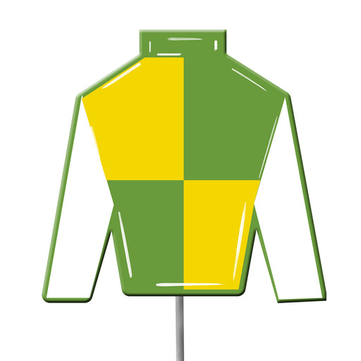 Jockey Silks Yard Stake - Green & Yellow Squares