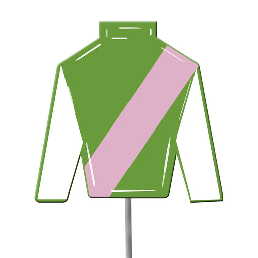 Jockey Silks Garden Stake - Green & Pink Sash