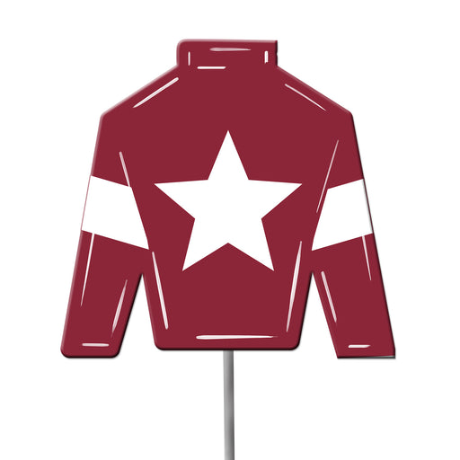Jockey Silks Garden Stake - Maroon & White Star