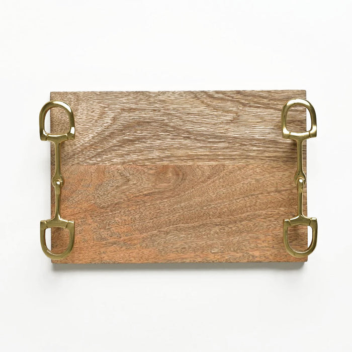 Equestrian Wood Cheese Board with Snaffle Bit Handles