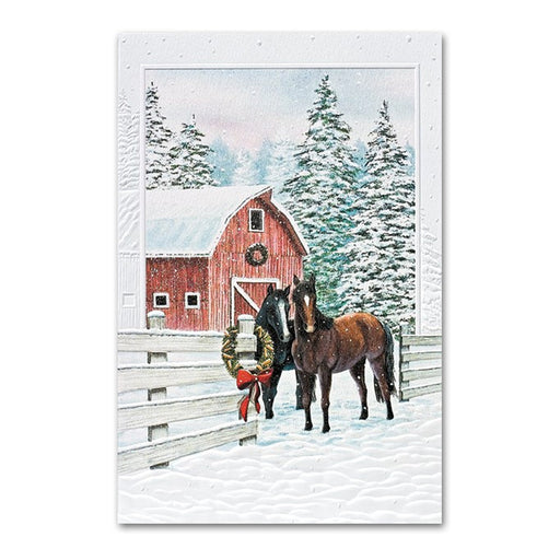 Curious Couple Horse Embossed Christmas Cards