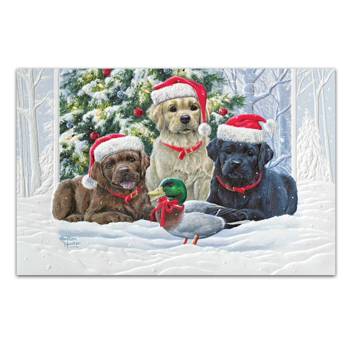 Lab Puppy Trio Embosssed Holiday Cards