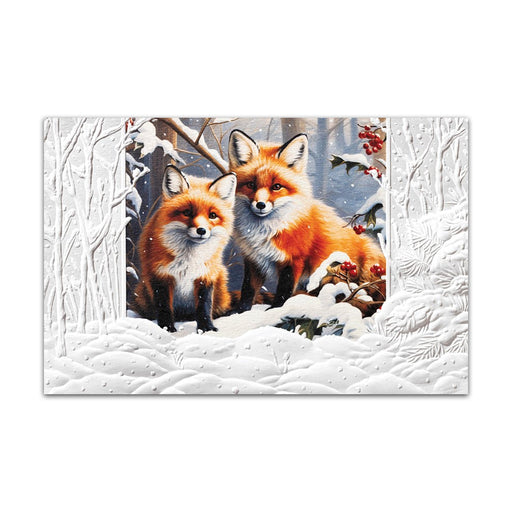 Foxes First Winter Embossed Holiday Cards
