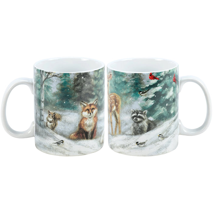 Snowy Forest Fox & Friends Animals Mug
