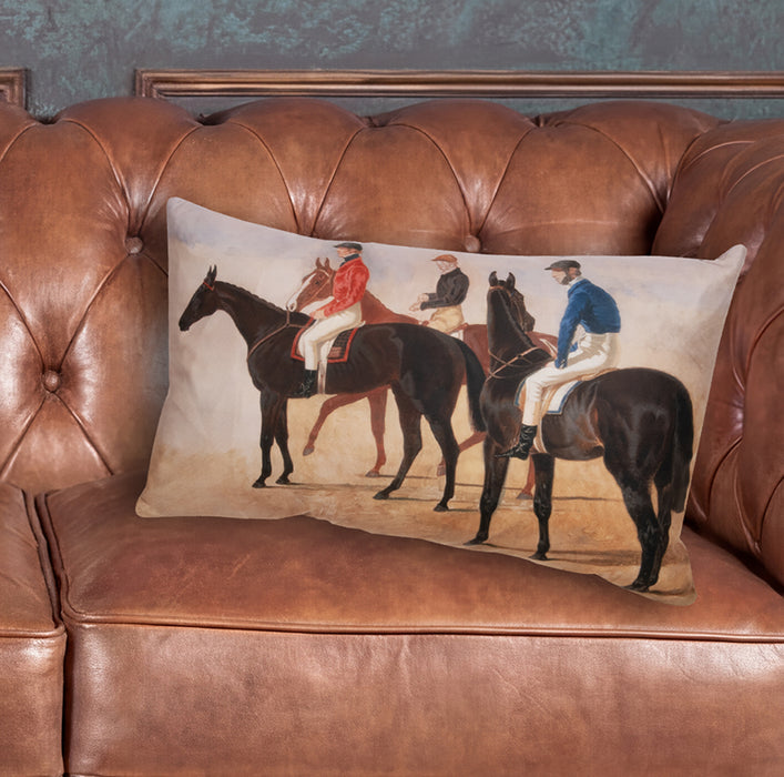 Start of the Race Equestrian Lumbar Pillow - Chenille 22" x 14"