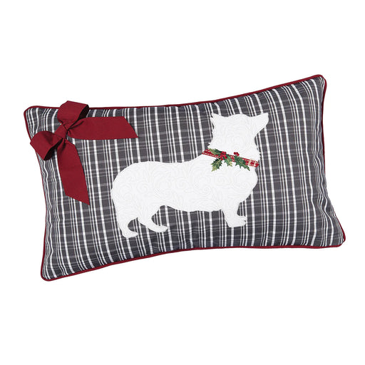 Corgi Holiday Embroidered Pillow