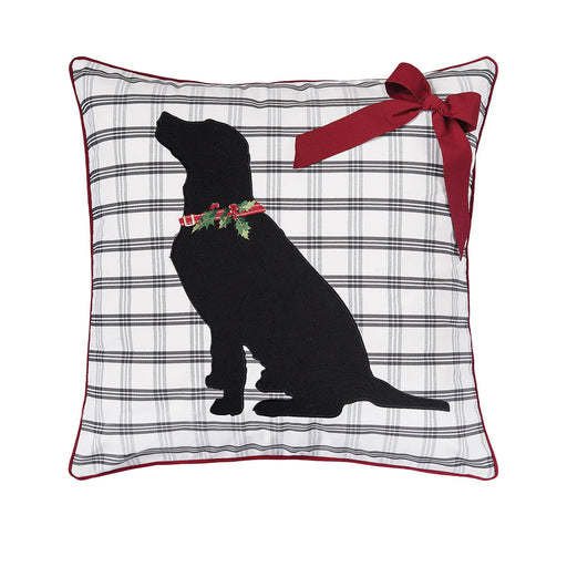 Black Lab Holiday Embroidered Pillow