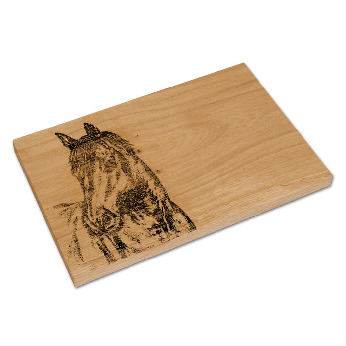 Horse Portrait Engraved Oak Serving Board
