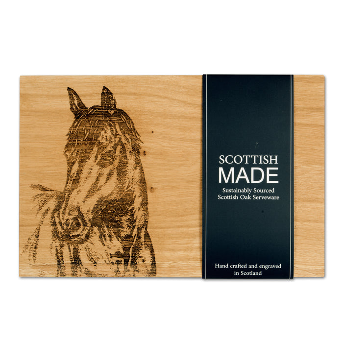 Horse Portrait Engraved Oak Serving Board