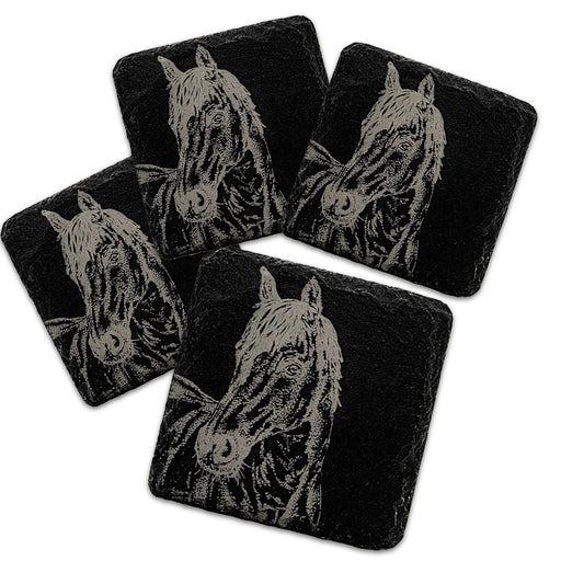 Horse Portrait Slate Coasters - Set of 4