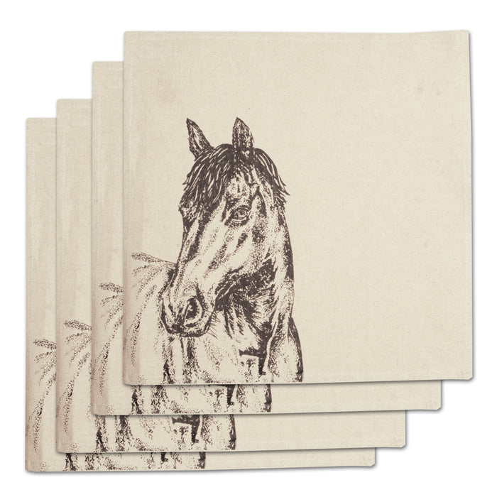 Horse Portrait Scottish Linen Napkins - Set of 4