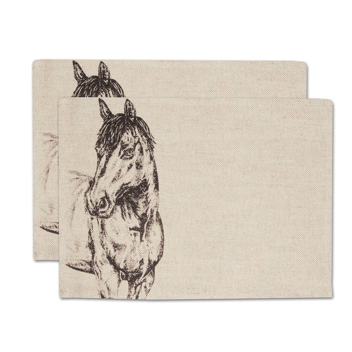 Horse Portrait Scottish Linen Placemats - Set of 2