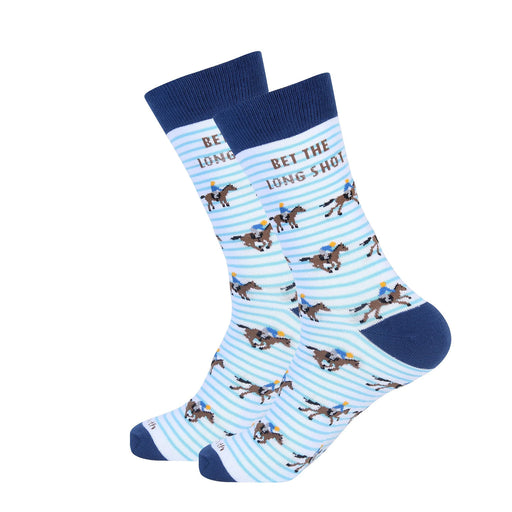 Bet The Long Shot Horseracing Men's Socks - Blue Stripe