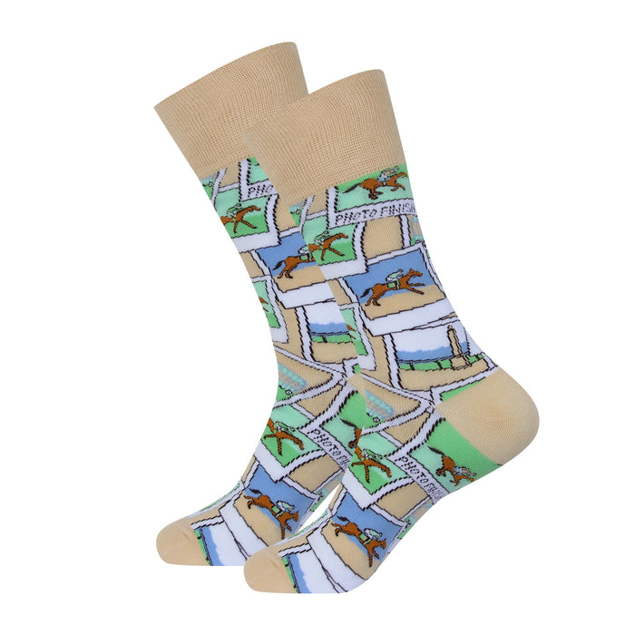 Photo Finish Horseracing Men's Socks - Tan