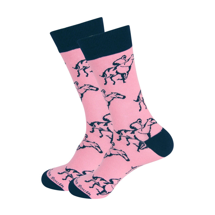 Morning Gallop Horseracing Men's Socks - Pink