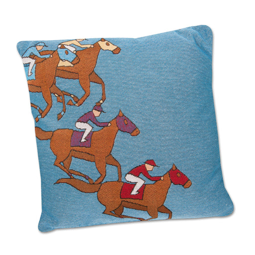 Finish Line Horseracing Pillow - Blue