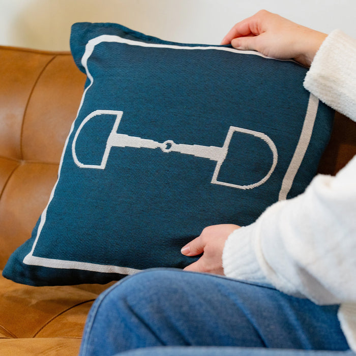 Navy Snaffle Bit Tapestry Accent Pillow