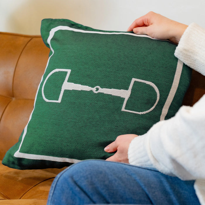 Hunter Green Snaffle Bit Tapestry Pillow