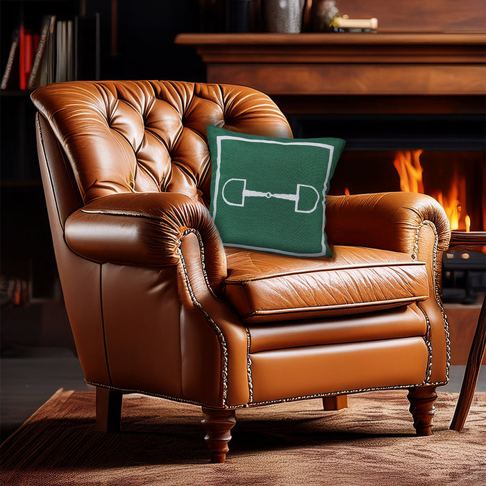Hunter Green Snaffle Bit Tapestry Pillow