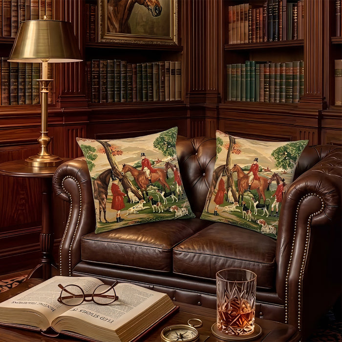 Heritage Foxhunt Tapestry Pillow - A - 18" x 18"