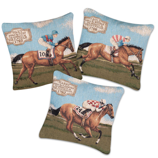 British Racers Trio of Horse Racing Tapestry Pillows - Petite 10"