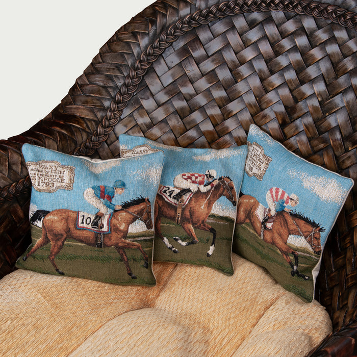 British Racers Trio of Horse Racing Tapestry Pillows - Petite 10"